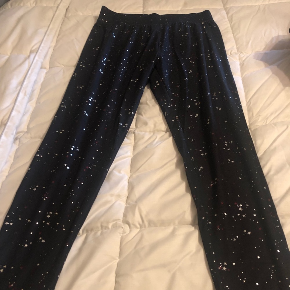 Metallic star print cropped leggings